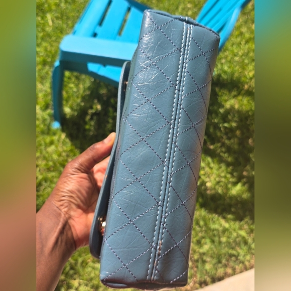 $6500 Chanel Blue Crossbody Quilted Bag ChainStrap Women Blue Gold Double Button - Picture 14 of 16